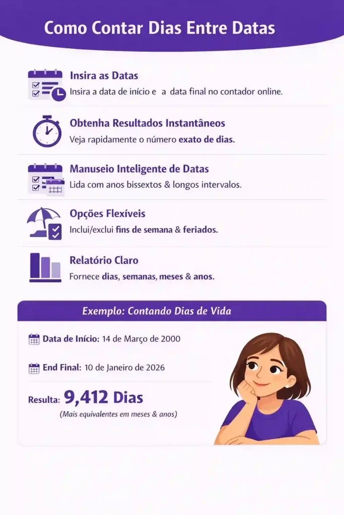 Como funciona a calculadora de dias entre datas