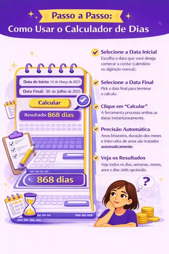 Como usar a calculadora de dias entre data